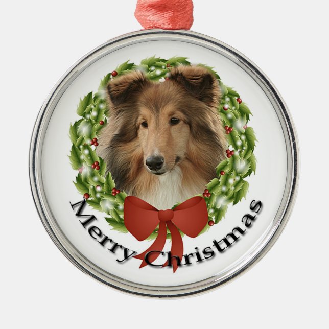 Sheltie Holiday Metal Tree Decoration (Front)