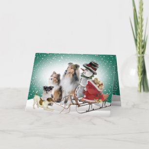 Sheltie, Jack Russell and Snowman Xmas Cards