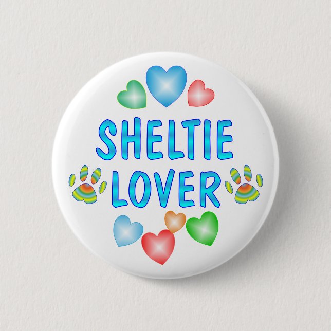 SHELTIE LOVER 6 CM ROUND BADGE (Front)