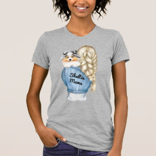 Sheltie Mama Blonde Hair w Merle Shetland Sheepdog T-Shirt