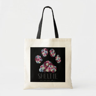 Sheltie Mama Floral Paw Shetland Sheepdog Mom  Tote Bag