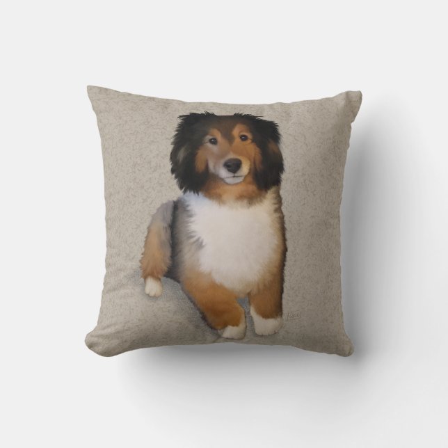 Sheltie mix dog portrait  cushion (Front)
