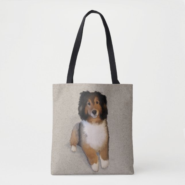 Sheltie mix dog portrait  tote bag (Front)