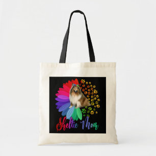 Sheltie Mom A Half Sunflower Sheltie Dog Lover Tote Bag