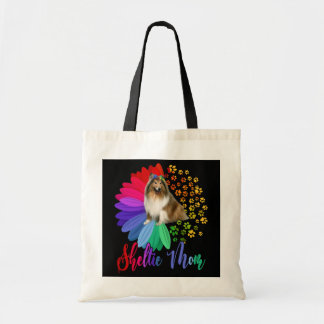 Sheltie Mom A Half Sunflower Sheltie Dog Lover Tote Bag