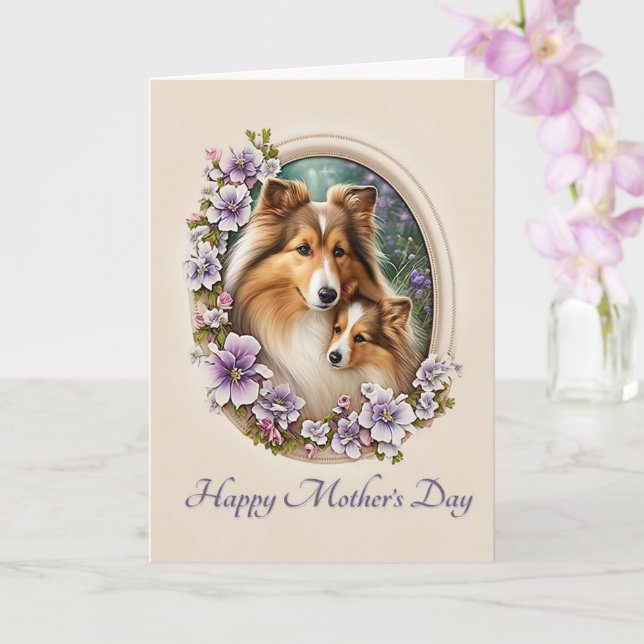 Sheltie Mother's Day Card (Orchid)