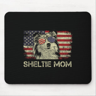 Sheltie Mum Dog Lovers American Flag 4th Of July Mouse Pad