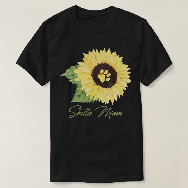 Sheltie Mum Shetland Sheepdog Mama Dog Lover Sunfl T-Shirt (Design Front)