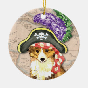 Sheltie Pirate Ceramic Tree Decoration