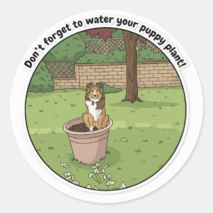 Sheltie plant classic round sticker