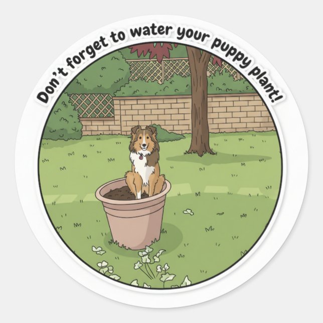 Sheltie plant classic round sticker (Front)