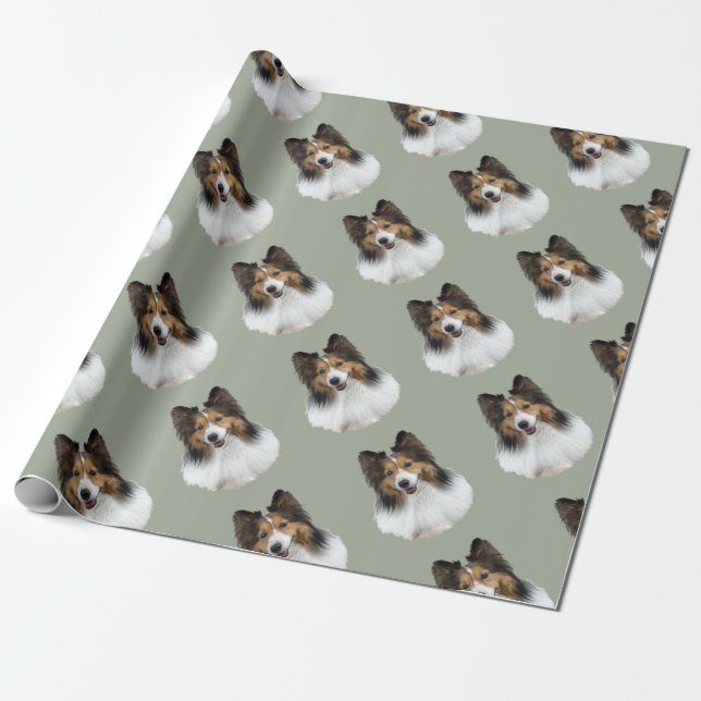 Sheltie Portait Wrapping Paper (Unrolled)