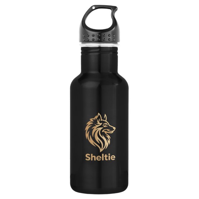 Sheltie Premium Gold Design 532 Ml Water Bottle (Front)
