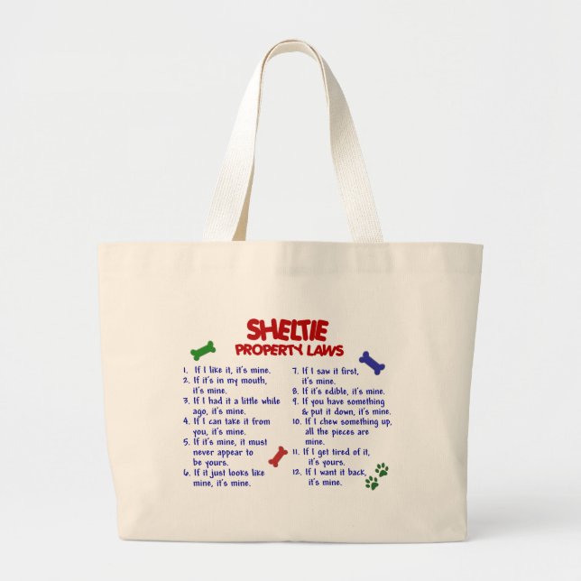 SHELTIE Property Laws 2 Large Tote Bag (Front)