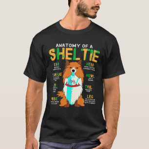 Sheltie Shetland Sheepdog Anatomy Funny Dog Mom Da T-Shirt