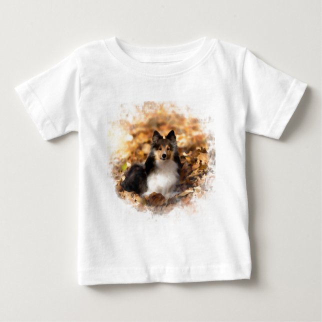 Sheltie Shetland Sheepdog Art Painting Baby T-Shirt (Front)