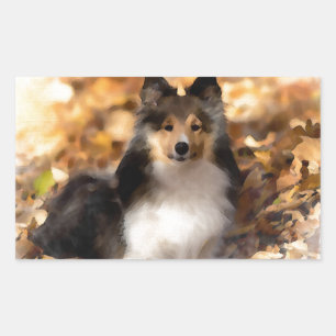 Sheltie Shetland Sheepdog Art Painting Rectangular Sticker
