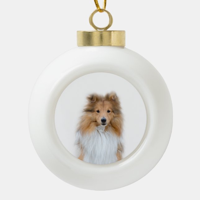 Sheltie Shetland Sheepdog Ceramic Ball Ornament (Front)