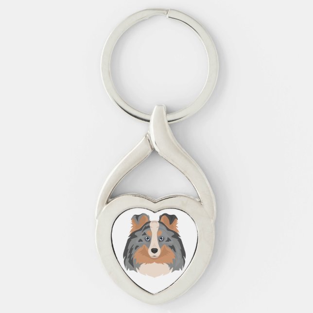 Sheltie, Shetland Sheepdog dog mix Key Ring (Front)