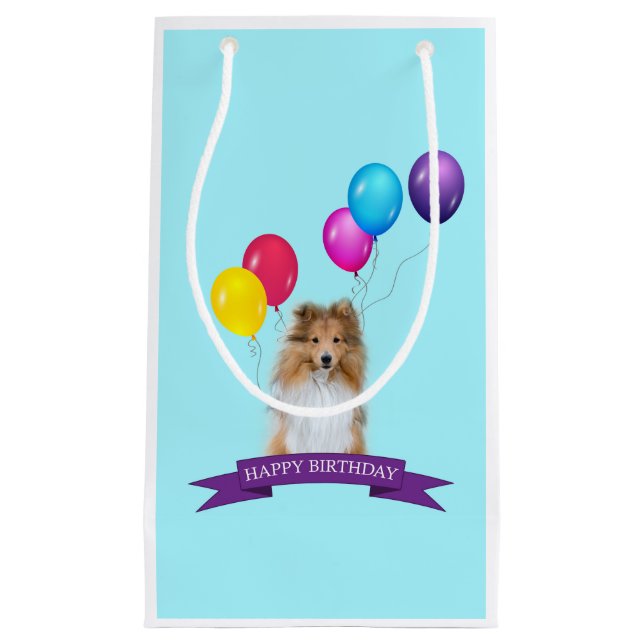 Sheltie Shetland Sheepdog Happy Birthday Gift Bag (Front)
