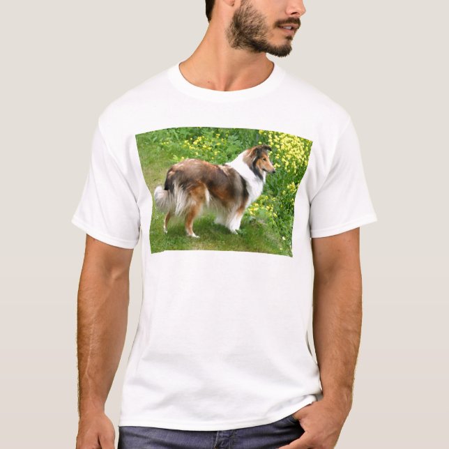 Sheltie Shetland Sheepdog Painting T-Shirt (Front)