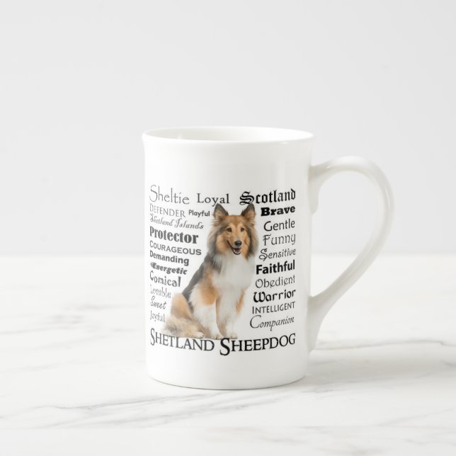 Sheltie Traits Bone China Mug (Right)