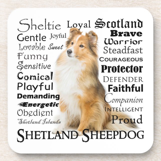 Sheltie Traits Coaster Set (Front)