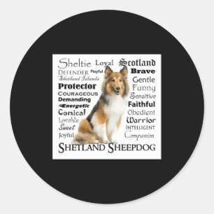Sheltie Traits T Shirt  Classic Round Sticker