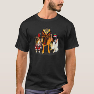 Shelties And German Shepherd Dogs In Christmas Out T-Shirt