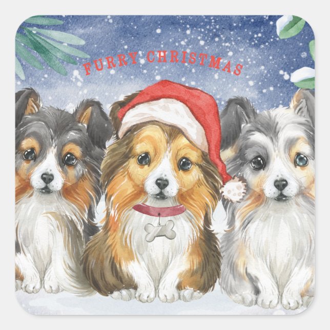 Shelties in the Snow Square Sticker (Front)