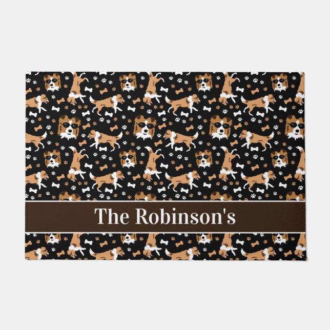 Shelties Shetland Sheepdog Dog Collie Personalised Doormat (Front)