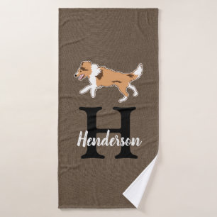Shelties Shetland Sheepdog Monogram Last Name Bath Towel Set