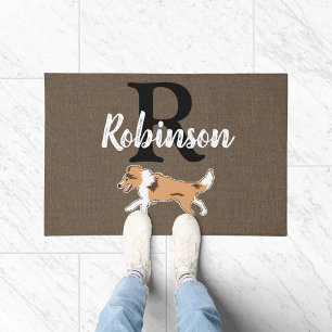 Shelties Shetland Sheepdog Monogram Last Name Doormat
