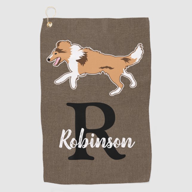 Shelties Shetland Sheepdog Monogram Last Name  Golf Towel (Front)