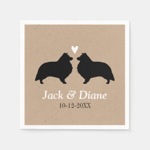 Shelties Wedding Couple with Custom Text Napkin