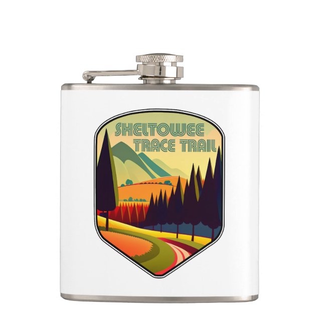 Sheltowee Trace Trail Kentucky Tennessee Colours Hip Flask (Front)