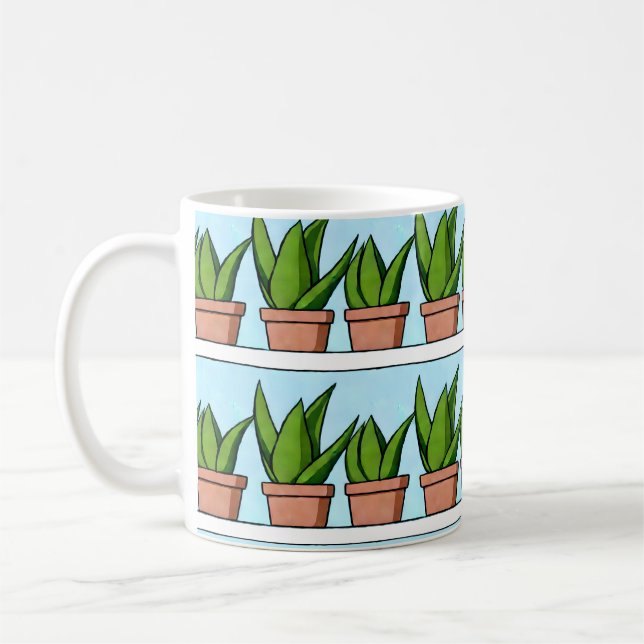 Shelves of Aloe Vera Plants Ai Art Coffee Mug (Left)