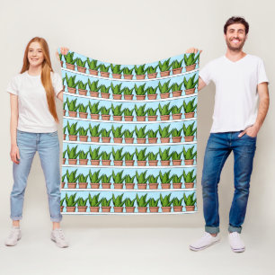 Shelves of Aloe Vera Plants Ai Art Fleece Blanket