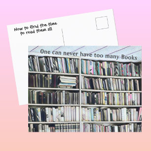 Shelves of Pastel Books Funny Bookcase Postcard