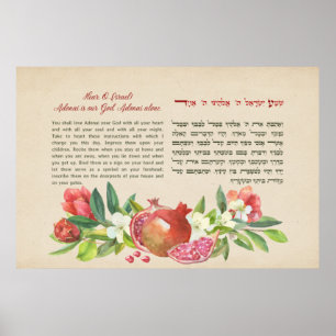 Shema Israel! Hebrew & English Jewish Prayer Poster