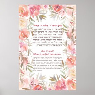 Shema Israel! Hebrew & English Jewish Prayer Poster