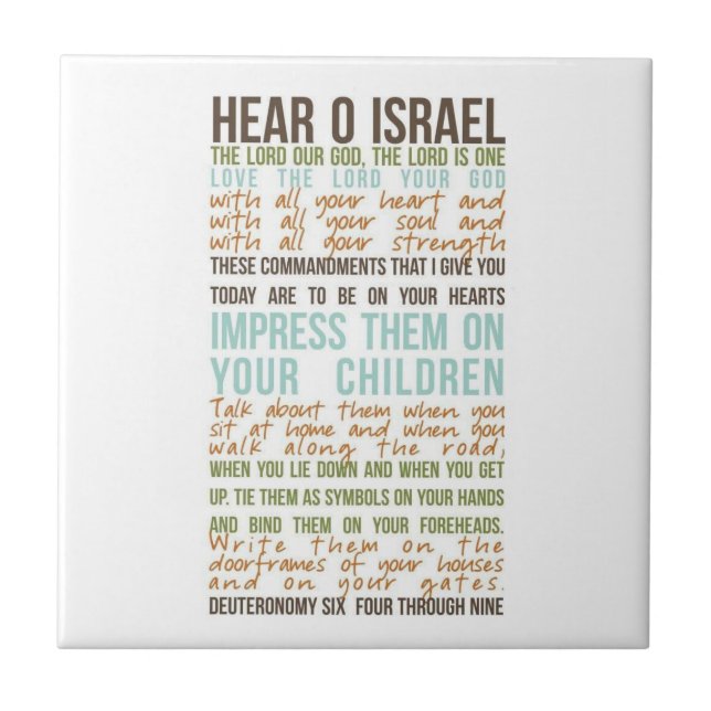 Shema prayer in english on tile coaster (Front)