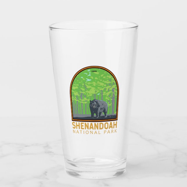 Shenandoah National Park Black Bear Vintage Glass (Front)