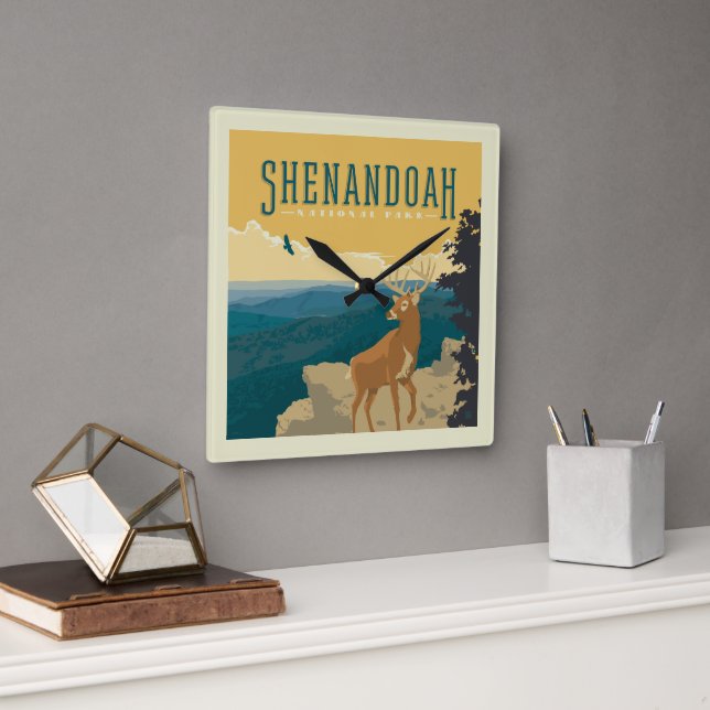 Shenandoah National Park | Deer Square Wall Clock (Office)