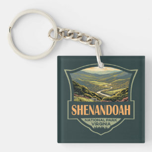 Shenandoah National Park Illustration Travel Retro Key Ring