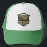 Shenandoah National Park Illustration Travel Retro Trucker Hat<br><div class="desc">Shenandoah vector artwork design. The Skyline Drive runs its length,  and a vast network of trails includes a section of the long-distance Appalachian Trail.</div>