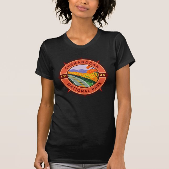 Shenandoah National Park Retro Compass Emblem T-Shirt (Front)