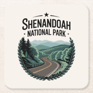 Shenandoah National Park Skyline Drive View Design Square Paper Coaster