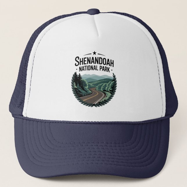 Shenandoah National Park Skyline Drive View Design Trucker Hat (Front)