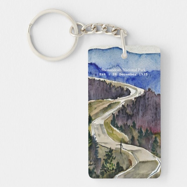 Shenandoah National Park skyline drive water colou Key Ring (Front)